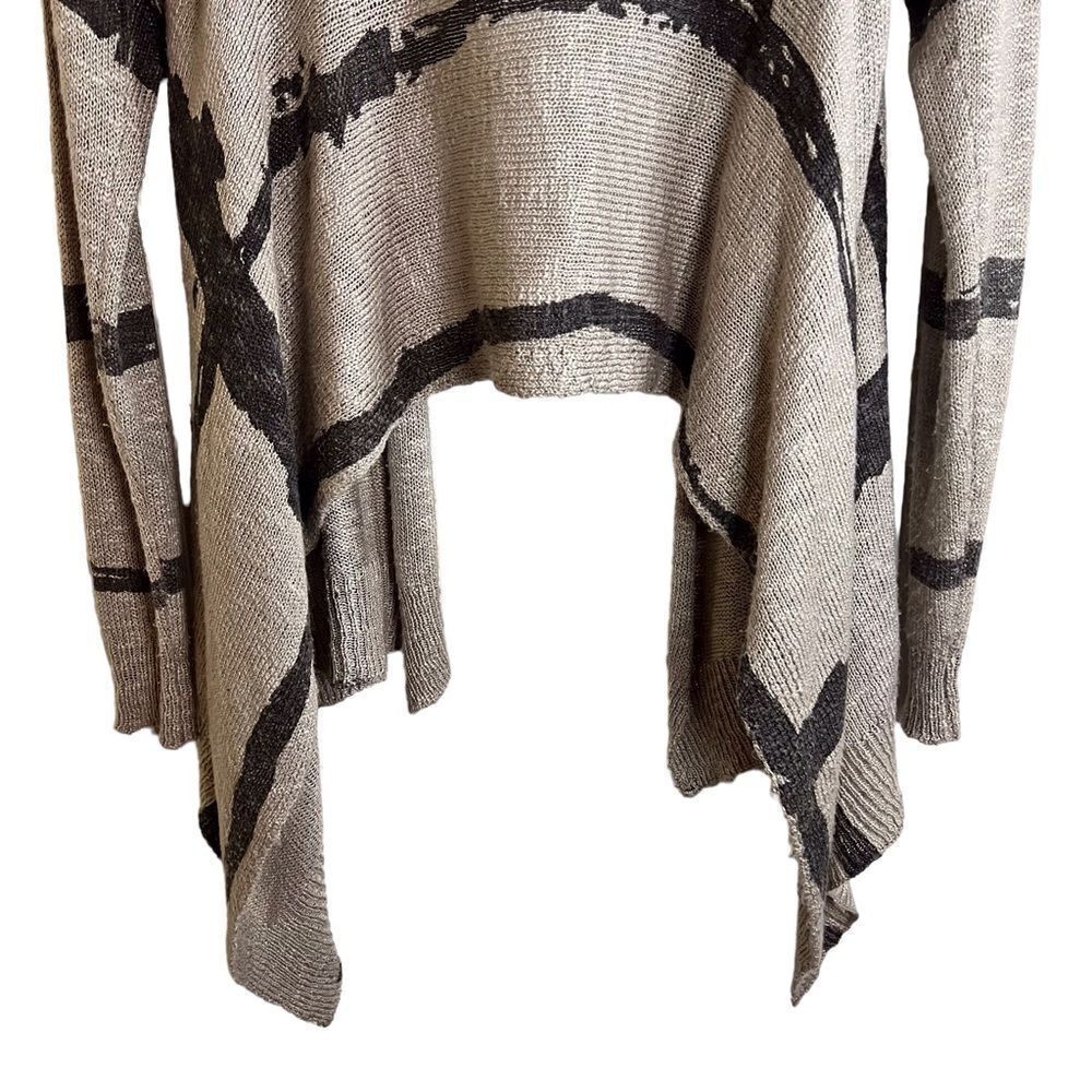 Fate Cream and Gray Boho Long‎ Cardigan Wrap Art Deco Wool Blend Size Med - Picture 7 of 10